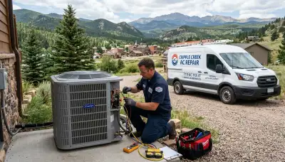 HVAC technician performing AC repair in Colorado Springs CO at residential property