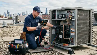 HVAC technician performing AC repair in Colorado Springs, CO for Five Star Cooling customers