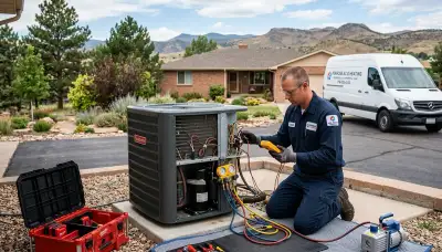 HVAC technician performing residential AC repair in Colorado Springs CO
