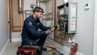 Technician repairing water heater for Colorado Springs home | Five Star Cooling expert service
